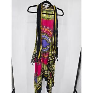 Jessica Taylor Cardigan Womens Medium Multicolor Indian Dashiki Beach Shrug